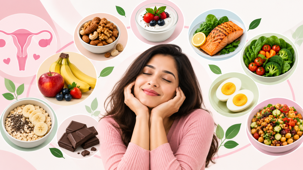 Healthy diet changes during menopause with protein calcium fibre and balanced foods